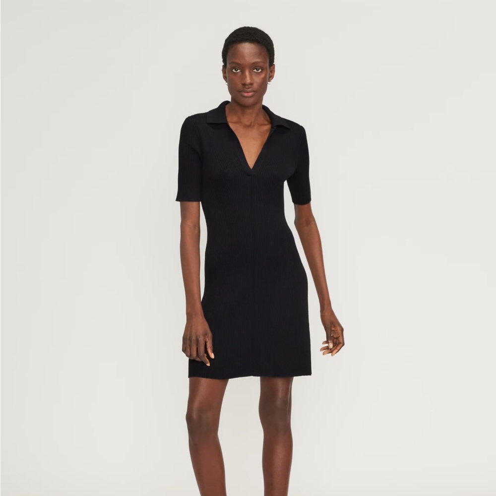 Everlane The Ribbed Short-Sleeve Polo Dress